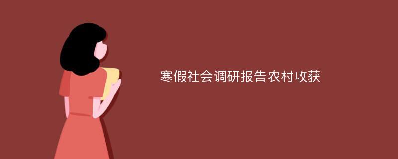 寒假社会调研报告农村收获