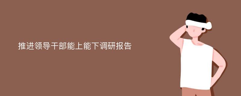 推进领导干部能上能下调研报告